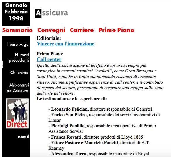 il primo numero della rivista assicura gennaio 1998